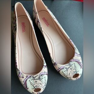 Melissa Pink Unicorn Fantasy Soft Jelly Open Toe Flats